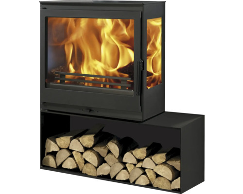 Caminetto Panadero CHARME 3V Acciaio Nero 7,1 kW con vano porta legna